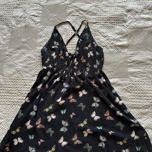 Butterfly Print Black Dress